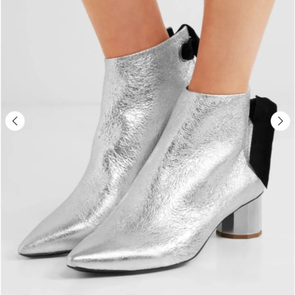 Proenza Schouler Metallic Silver Heeled Ankle Booties EU 37.5 US 6.5/7